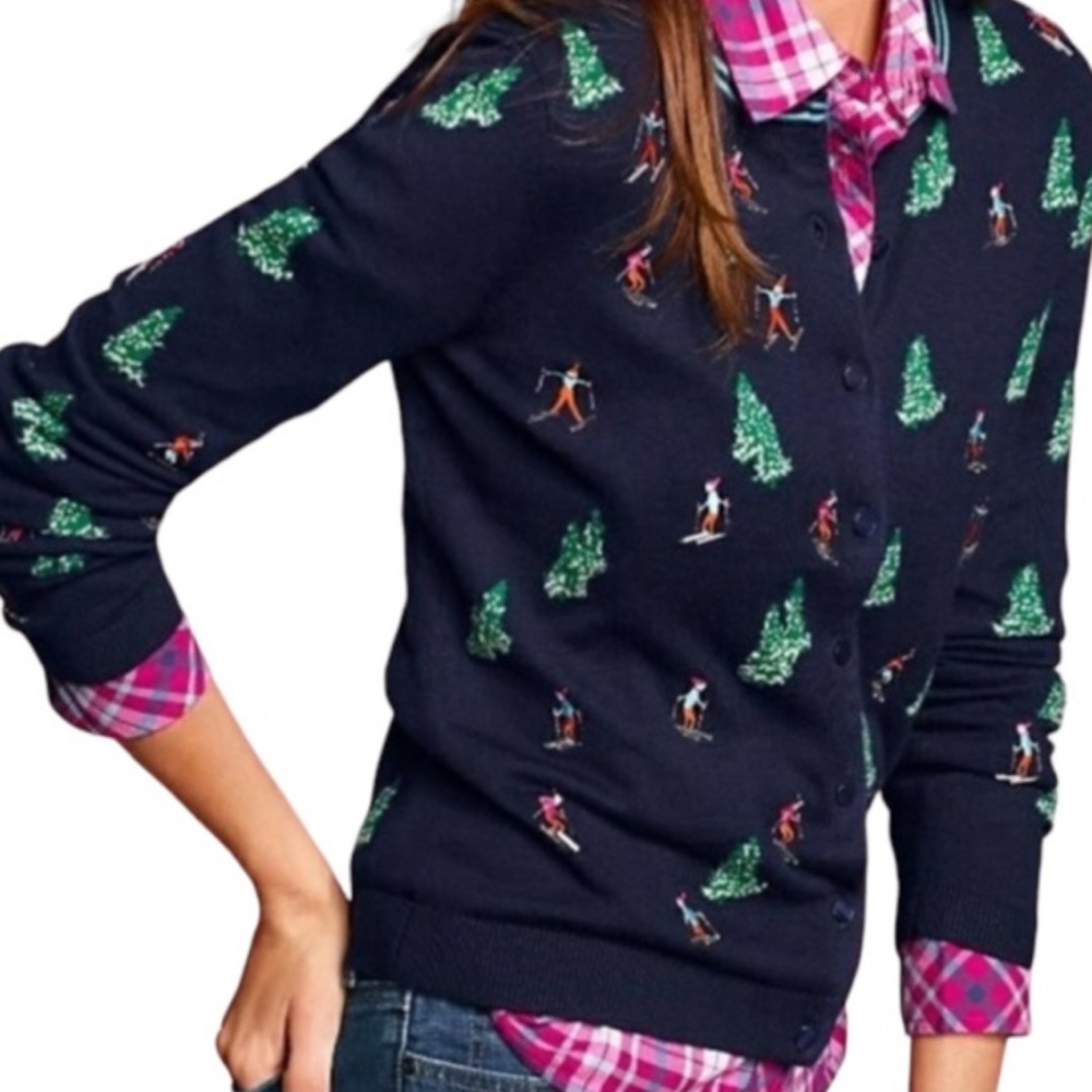 Talbots Navy Ski Slope Cardigan, Small Petite